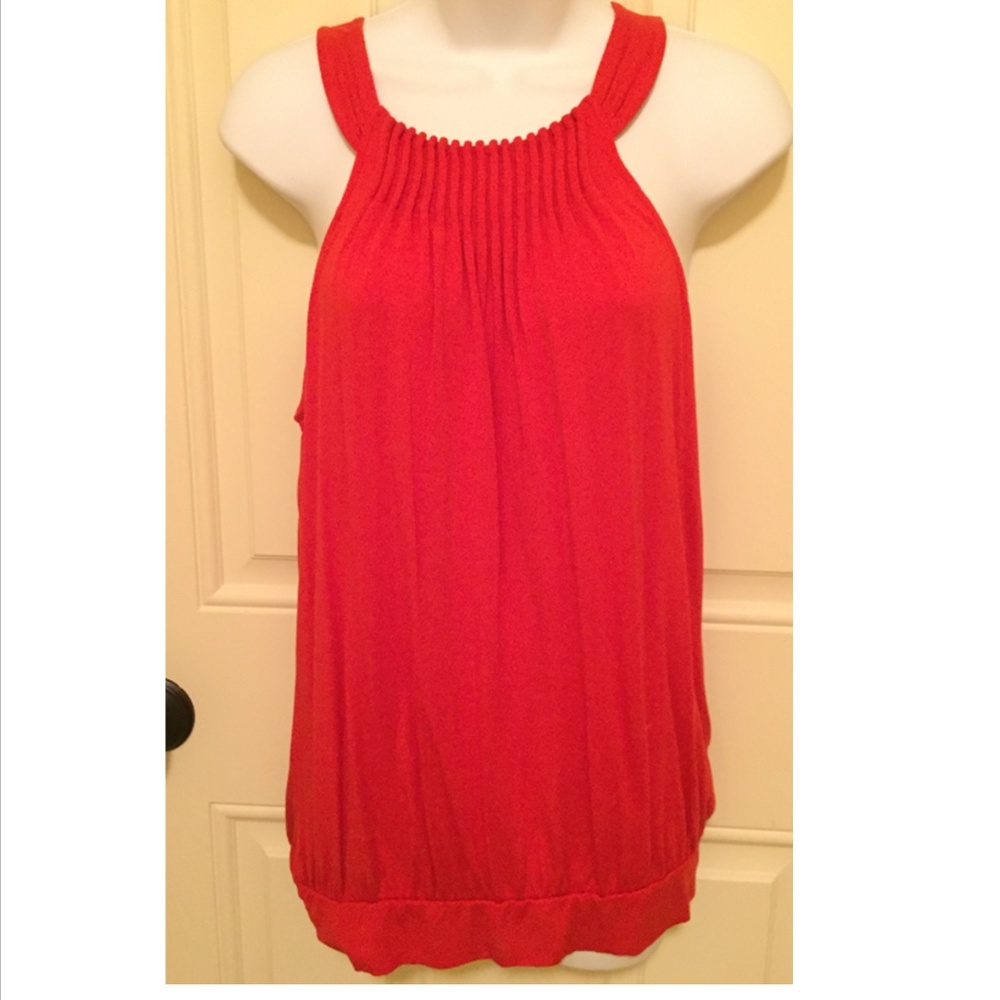 Orange Pleated Halter Top